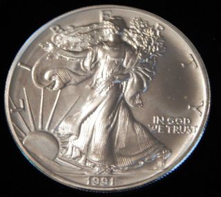 1991 American Silver Eagle Bullion Coin Rare Key Date Choice Gem Bu Nr photo