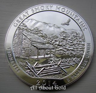 2014 Silver Coin 5 Ounces America The Atb Great Smoky Mountains Bu photo