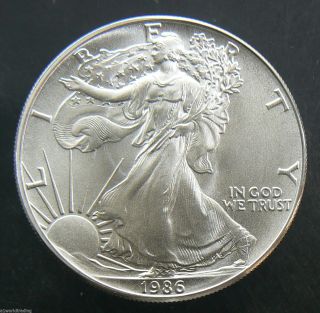 1986 Sae Silver American Eagle 1 Oz Coin Unc photo