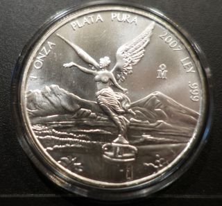 2007 Mexican Silver Libertad,  Unc,  1 Oz,  Air - Tite photo