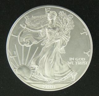 2001 Silver American Eagle 1 Oz Fine Silver Coin Bullion Uncirculated photo