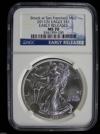 2011 (s) American Silver Eagle Ngc Ms70 Eearly Releases photo