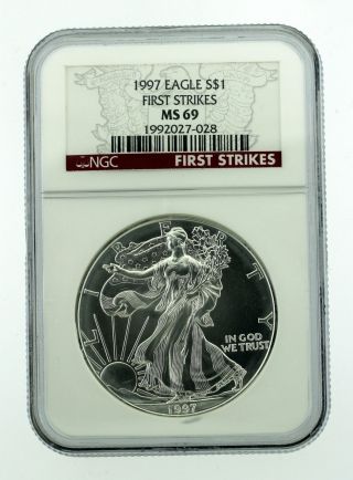 1997 $1 American Silver Eagle Ngc Ms 69 First Strikes photo