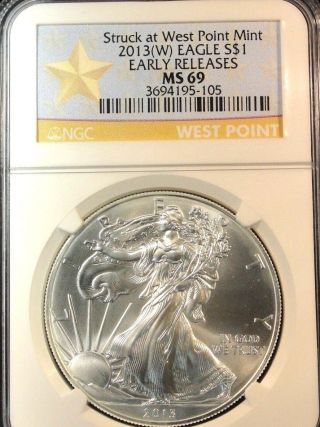 2013 (w) Silver Eagle Ngc Ms 69 Early Releases photo