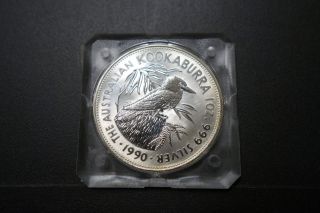 1990 Australian Kookaburra $5,  1 Oz,  Holder,  Unc,  