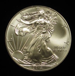 2014 Bu Silver American Eagle $1 1oz.  999 Fine Silver Coin photo