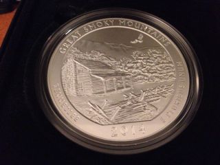 2014 P Nr1 Great Smoky Mountains America The 5oz Silver Coin Box & photo