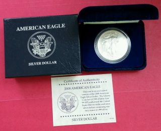 2008 - American Eagle 1oz Silver Coin Uncirculated W/ Boxes And photo