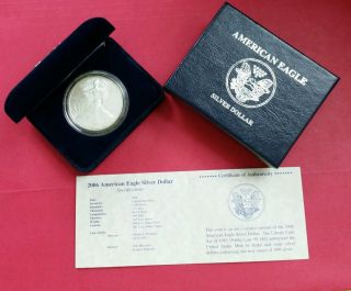 2006 - American Eagle 1oz Silver Coin (uncirculated) W/box & (key Date) photo