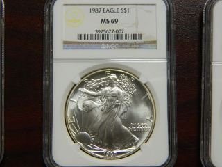 1987 American Silver Eagle Ngc - Ms69 Almost Perfect photo