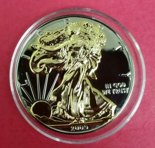 2009 American Eagle 1oz Silver Proof Coin (2 Tone 24 Gold Gilded) W/box &coa photo