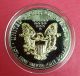 2009 American Eagle 1oz Silver Proof Coin (2 Tone 24 Gold Gilded) W/box &coa Silver photo 1