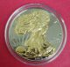 2009 American Eagle 1oz Silver Proof Coin (2 Tone 24 Gold Gilded) W/box &coa Silver photo 3