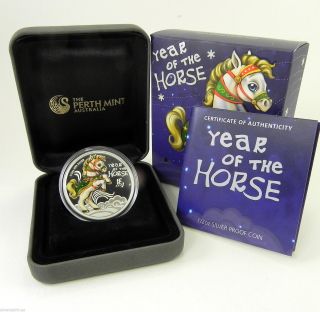 2014 1/2 Oz Silver Year Of The Horse Colorized Proof Coin.  Perth Australia photo
