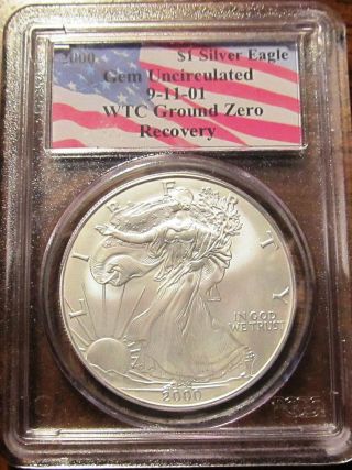 2000 911 American Silver Eagle Wtc Ground Zero Recovery Gem Blast White photo