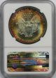 1986 Silver Eagle $1 Unc Details Ngc Artificial Toning Monster Rainbow Color Silver photo 2