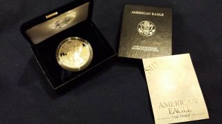 2000 Proof Silver American Eagle One Dollar 1 Oz.  999 Silver Coin W/ Box & photo