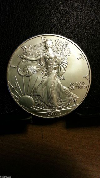 2002 Silver Eagle Dollar Bullion Coin Bu/gem Well Struck L (-) ^ (-) K Bid/enjoy photo