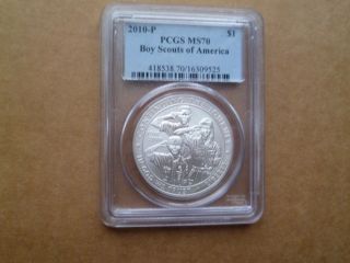 2010 P Boy Scouts Of America Silver Commemorative Pcgs Ms 70 Flawless photo