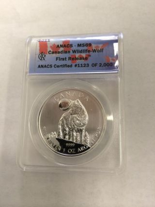 2011 Canadian Wildlife Wolf Silver 1 Oz Coin photo