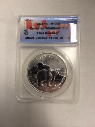 2011 Canadian Wildlife Grizzly Silver 1 Oz Coin photo