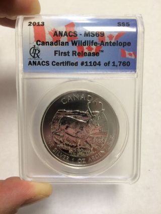 2013 Canadian Wildlife Antelope Silver 1 Oz Coin photo