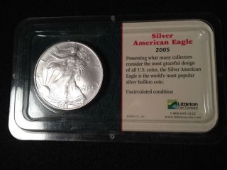 Docs 2005 American Silver Eagle - Uncirculated In Littleton Packaging photo