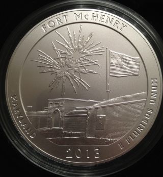 2013 P 5 Oz Silver Fort Mchenry Coin Nq8 Fresh In Ogp Box And photo