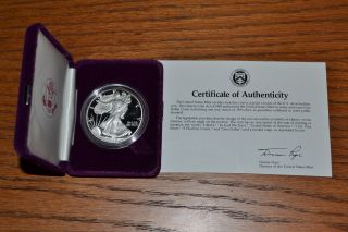 1988 S American Silver Eagle Proof Coin - 1oz.  999 Fine Dollar Ase Box photo