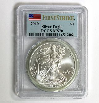 2010 American Silver Eagle Pcgs Ms 70 First Strike $1 Dollar Coin photo