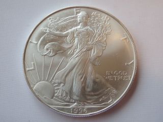 1996 $1 Unc Bu Silver American Eagle Dollar Insured photo