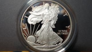 2011 - W American Silver Eagle 1 - Oz.  Brilliant Proof 99.  9 Pure B&c. photo