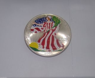 Unc 2000.  999 Silver Colorized American Eagle Dollar photo