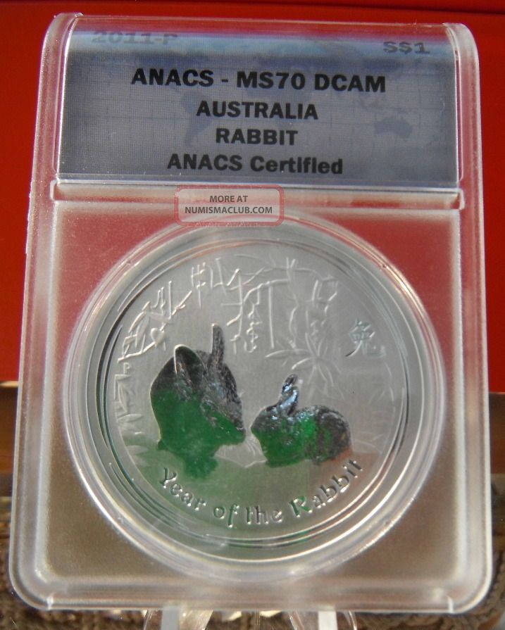 2011 - P Australia Rabbit 1 Oz 999 Silver Coin - Anacs Ms - 70 Dcam