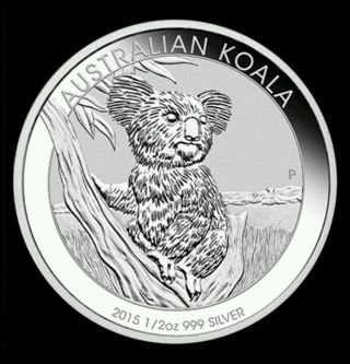 In Hand 2015 - P Australia 1/2 Troy Oz.  999 Silver Koala Perth Bu Unc photo