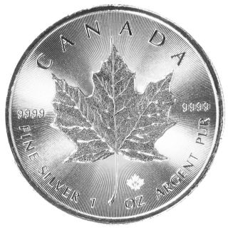 (1) 2015 $5 Canadian Maple Leaf One Troy Ounce.  9999 Solid Silver 1 Oz Coin O photo