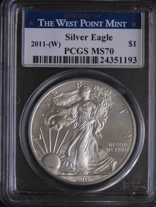 2011 (w) Pcgs Ms70 American Silver Eagle West Point Label photo