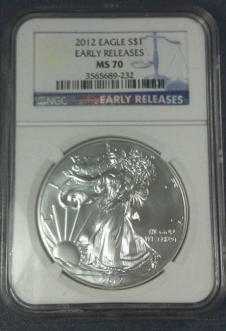 2012 Silver Eagle Ngc Ms70 Early Release photo