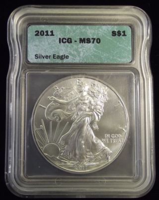 2011 American Silver Eagle 1 Oz Icg Ms70 photo