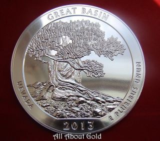 2013 Silver Coin 5 Ounces America The Atb Great Basin Nevada.  999 Bu photo