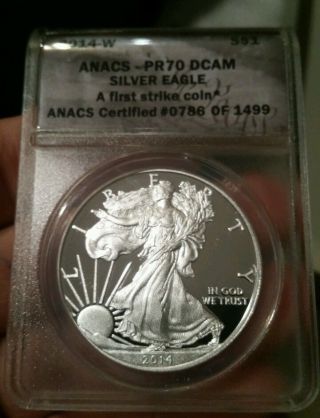 2014 W Proof 70.  Silver Eagle A First Strike Coin photo