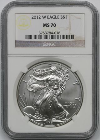 2012 - W Burnished Silver Eagle $1 Ms 70 Ngc photo