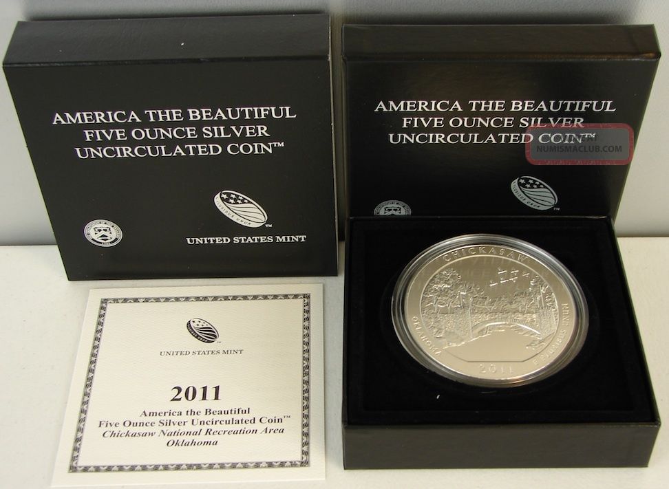 2011 - P Chickasaw Np10 5oz America The Silver Coin In W/coa