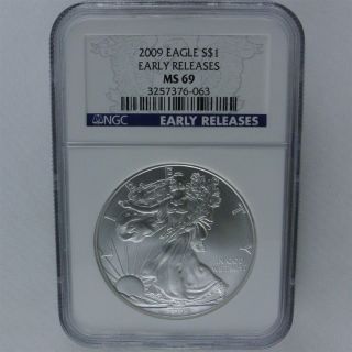 2009 American Eagle Silver Dollar Early Releases S$1 - Ngc Ms69 Certified photo