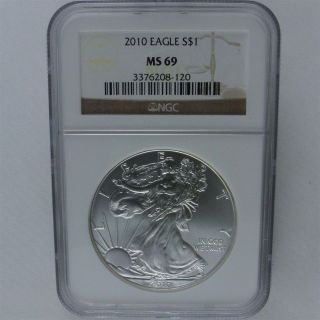 2010 American Eagle Silver Dollar S$1 - Ngc Ms69 Certified & Graded photo