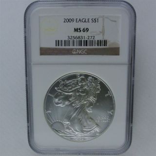 2009 American Eagle Silver Dollar S$1 - Ngc Ms69 Certified & Graded photo