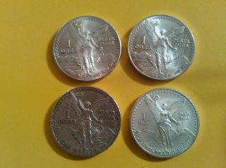 Four Mexican One Troy Ounce Silver Libertads Great Bundle photo
