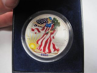 2000 Painted Walking Liberty American Eagle Dollar Coin 1 Oz Silver photo