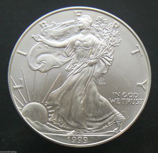 1999 Sae Silver American Eagle 1 Oz Coin photo