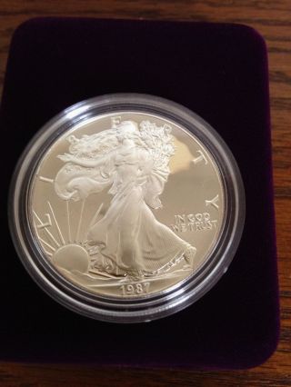 1987 American Silver Eagle 1 Oz.  Proof Coin With photo